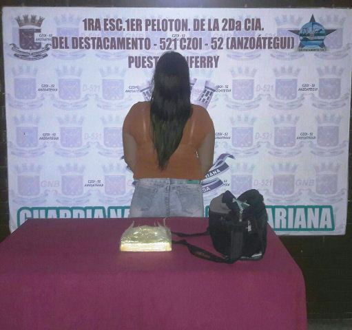 Mujer fue detenida con un kilo de cocaína en el Ferry de Puerto la Cruz