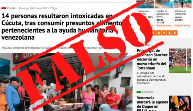 «FalkNewsCubano». Circula noticia falsa sobre «intoxicación de personas en Colombia con ayuda humanitaria»