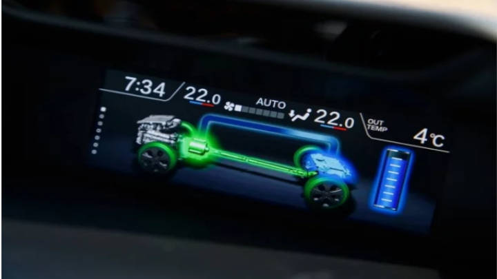 En la pantalla se muestra el funcionamiento de la batería del híbrido.