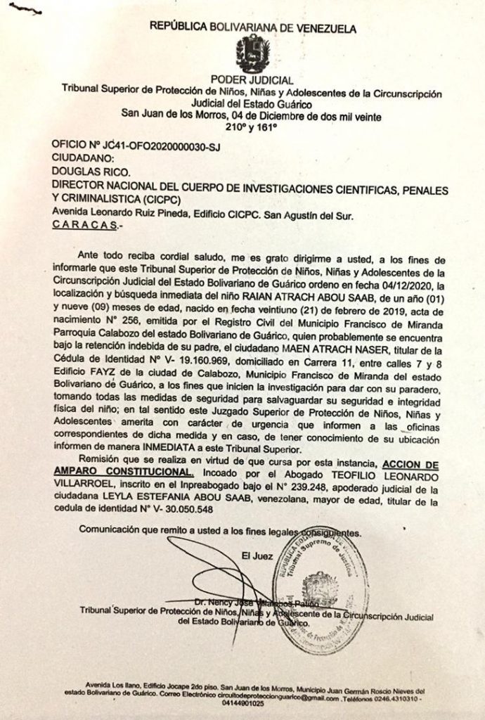 Orden de captura emitida al CICPC 