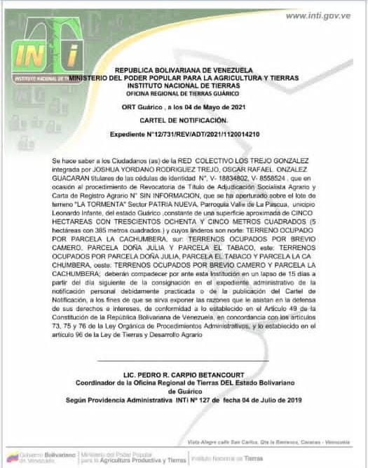 [:es]Cartel de Notificación INTI Guárico EXP. 1120014210[:]