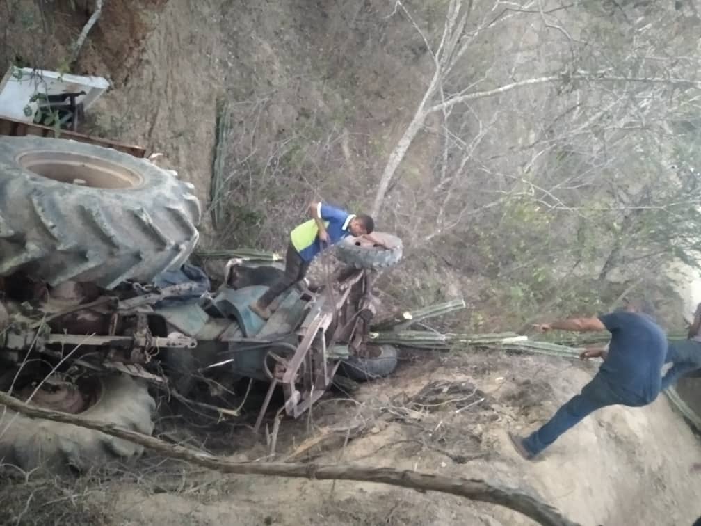 [:es]Dos muertos y cuatro heridos al volcar tractor en Tucupido[:]