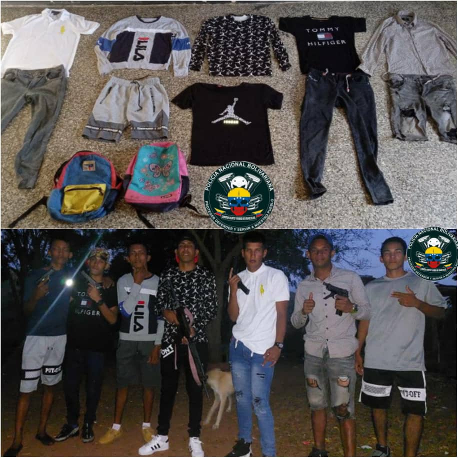 Ropa incautada en el lugar. Corresponde a integrantes de la banda. Foto: Cortesía Cuerpos Policiales